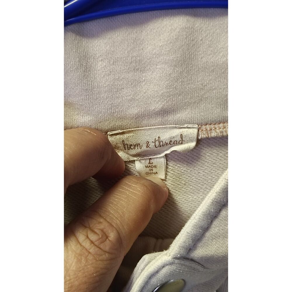 Hem & Thread Beige Large Half Button Long Sleeve … - image 5